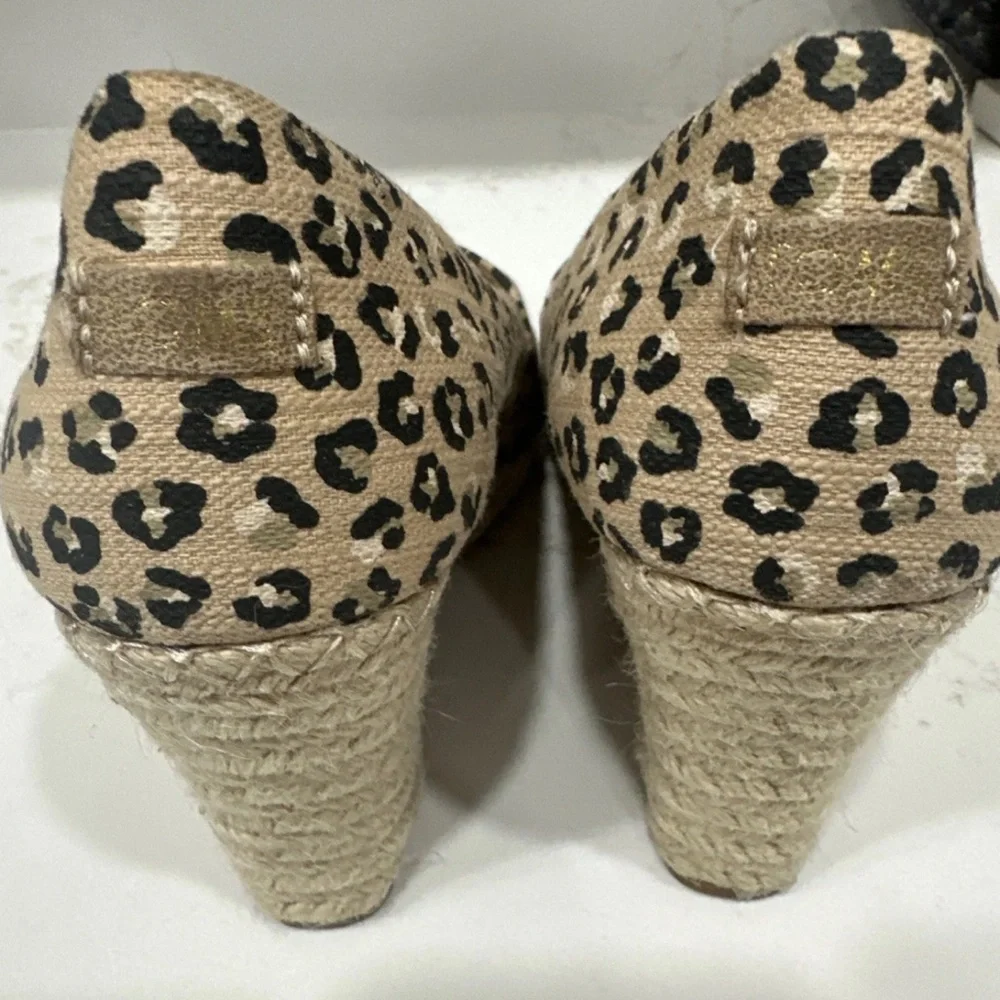 TOMS Women's Michelle Espadrille Wedge Sandal In Natural Leopard Size W 7